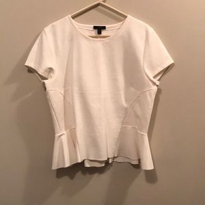 J Crew White Peplum Work Top